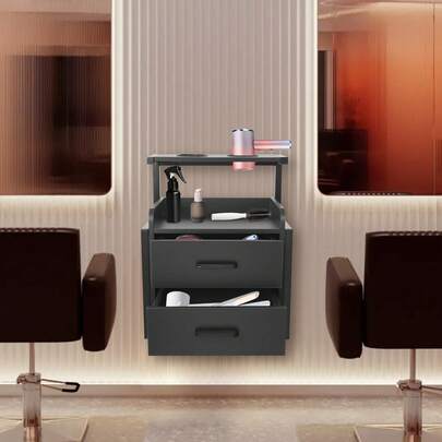 Hairdresser Cabinet Hanging Cabinet 40x30x48cm, Floating Wall Cabinet With 2 Drawers Modern Wall Cabinet For Spas, Hair Salons, Salons, Bathroom