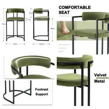 Chairus Kitchen Stools Velvet Set Of 2 Bar Stools Breakfast Modern Counter Sofa Height High Stools With Metal Frame Dining Chairs, Dining Table And Chairs - Multicolor - View 7