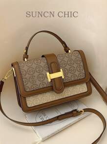 Bolso de tela vintage de gran capacidad, bolso bandolera de lujo de PU, bolso de mano y de hombro clásico casual para mujer