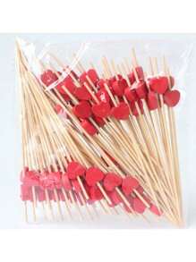 100 pezzi Stecchi per frutta a forma di cuore, Stuzzicadenti a forma di cuore, Spiedini per cocktail in bambù lunghi per decorazioni di festa di nascità, feste di compleanno, gender reveal, decorazioni per la casa, matrimoni, San Valentino, Festa della Mamma, laurea