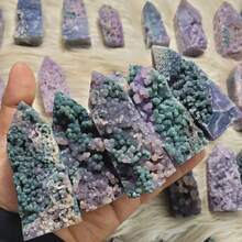 1pc Bohemian Asymmetrical Grape Agate Tower - Natural Purple, Blue, And Pink Stones With Complex Patterns - Perfect For Home, Fish Tank, Or Desk Decoration - Ideal Gift For Collectors And Enthusiasts - Multicolor - View 9