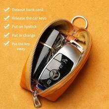 2025 New Fashionable Large Capacity Card Case & Key Holder, Genuine Soft Leather Wallet, Suitable For Car Key, PU Leather Purse