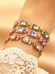 Damen Armband mit verstellbarem buntem Würfel und künstlichem Zirkonia-Stein, geeignet für Alltag, Party, Urlaub, Valentinstag, Geburtstag, Verlobungsgeschenk