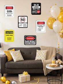 7pcs 50th Fun Birthday Wall Decoration Signs, Happy 50th Birthday Party Warning Signs, Party Sign Party Background Decorations, Birthday Party Photo Props, Outdoor Indoor Home Party Supplies