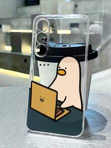 1pc High-Precision Transparent Computer Duck Painting Thick Anti-Fall Transparent Phone Case Cover Compatible With IPhone 16/16 Pro/16 Plus/16 Pro Max/15 Pro Max Waterproof Shockproof Scratch Resistant - Multicolor - View 1