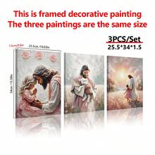 3 件耶稣和小祈祷墙饰、粉色耶稣和墙饰耶稣艺术印刷品、耶稣和小女孩行走艺术品海报墙、耶稣帆布画儿童房、家居装饰、宗教、墙艺、海报、- 帆布材料（可选框架） - 多色 - 查看 15