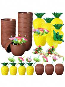1/3pcs Hawaiian Summer Pineapple Coconut Drinking Cups Strawberry Shaped Juice Drink Cups For Birthday Wedding Beach Pool Party