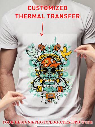 Custom Iron-On Transfer Paper, Custom Heat Transfer Paper, Personalize Your Photos/Text/Images, Cool Custom Heat Transfer Films, Personalized Patches Iron-On, Clothing T-Shirts Pillowcases DIY Supplies, Suitable For All Kinds Of Fabrics, Bags, Shoes