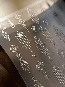 1pc Palace Style Metallic Floral Nail Art Stickers, Elegant Line Pattern 3D Luxury Nail Decals With Adhesive