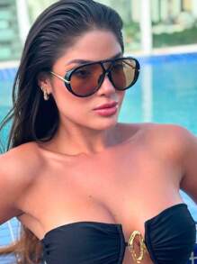 1pc Women's Big Frame Fashion Glasses, European & American Style Fashion Glasses, Outdoor Traveling & Street Style Accessories Fashion Glasses For Women Shades For Ladies Eyeglasses Fall Winter Outfits Beach Accessories Vintage Y2k Basics Business Casual Gifts For Summer Beach Vacation,Outdoor,Travel