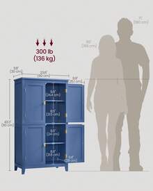 Bathroom Floor Storage Cabinet, Bathroom Storage Unit, Freestanding Cabinet With 4 Doors, Adjustable Shelves, 11.8 X 23.6 X 43.3 Inches - Màu xanh lam - Xem 6