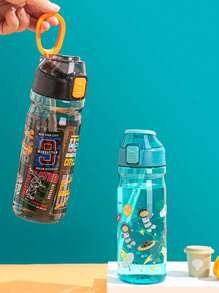 1pc 600ml Leakproof Plastic Water Bottle Fitness Sports Water Bottle With Strap For Office, Gym, Outdoor Sports