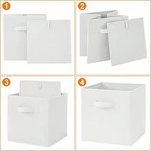 Fabric Storage Bins 1/3/6 Packs Fun Storage Cubes With Handles Foldable Cube Baskets For Home, Kids Room, Wardrobe And Toy Organization White - White - View 7