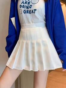Women's Solid Color Casual Pleated Mini Skirt