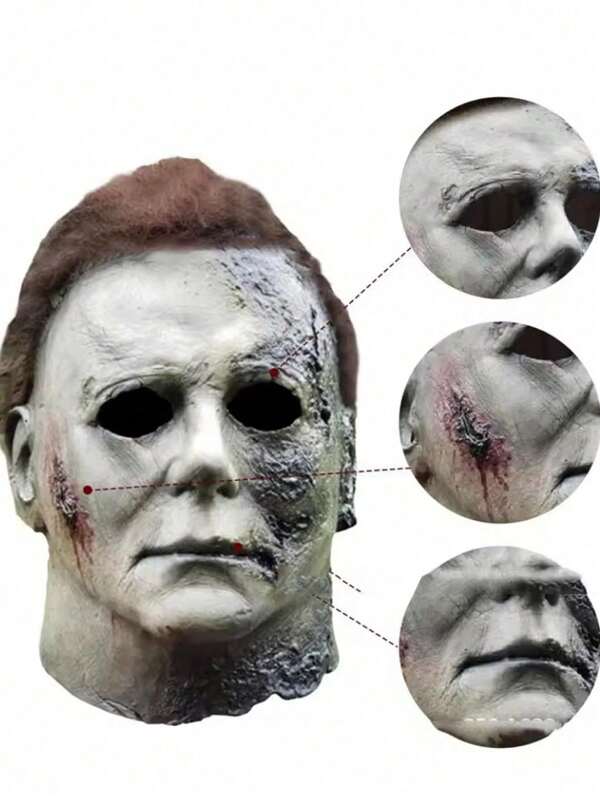 Máscara de disfraz de látex de hombre, casco sangriento de demonio asustador para carnaval, accesorios para disfraces de fiesta para adultos