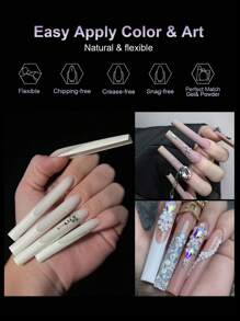 240 Stücke XXL Kunstnägel super lange eckige Nägel zum Aufkleben, Acryl-Französisch-Vollabdeckung Gelee-Spitzen Nagelkunst Falsche Spitzen Maniküre-Zubehör für Frauen und Mädchen DIY Verlängerungs-Tools