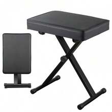 Adjustable Piano Bench Stool - X-Style Folding Keyboard Seat With Thick Leather-Padded Cushion, Portable & Height Adjustable For Piano, Keyboard, Organ, Digital Piano, Home Studio, Church, Practice - Comfortable Black Musician Stool - 1 - Xem 2