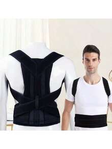 ComfortFit 姿势矫正器，男女适用 - 可调节、透气的矫形支架 - 无缝上背部、脊柱、颈部和肩部支撑 - 适合日常佩戴，锁骨稳定 - 促进健康姿势，防止懒散健身房配件 - 黑色 - 查看 4