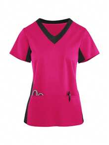 (Four-Piece Set) Scrubs Uniform Women's Running Matte Elastic Sports Nurse  Uniform Wash Clothes Work Clothes Breathable Scrub Shirt - Màu Hồng Tươi - Xem 9