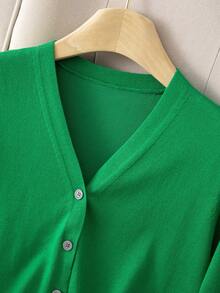 GIGOGOU Simple & Fashionable Spring Autumn Women Knit Cardigan - Army Green - View 10