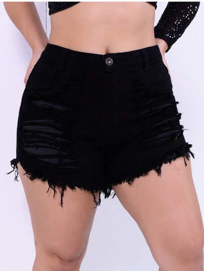 Short Jeans Plus Size Hot Pants Vários Modelos Curto Bermuda Preto