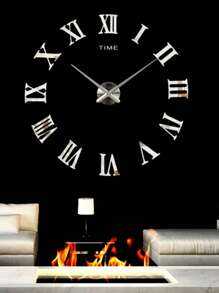 Reloj de pared digital 3D de acrílico con diseño de números romanos, reloj de pared redondo grande de moda con espejo, relojes autoadhesivos DIY