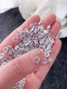 春夏花朵指甲饰金银闪亮白紫水钻美甲装饰 10 件 3D 合金 DIY 指甲宝石礼物，适合女孩手机壳、鞋子衣服包包工艺品美甲用品 - 彩色 - 查看 6