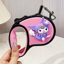 Sanrio 1pc Hello Kitty Retractable Dog Leash - 10ft Auto-Walk Rope With Cute Cartoon Design (Pink, Green, Blue), Suitable For Medium And Small Dogs, Pet Lead (Character Head Needs To Be Pasted Yourself, Accessories Will Be Provided)