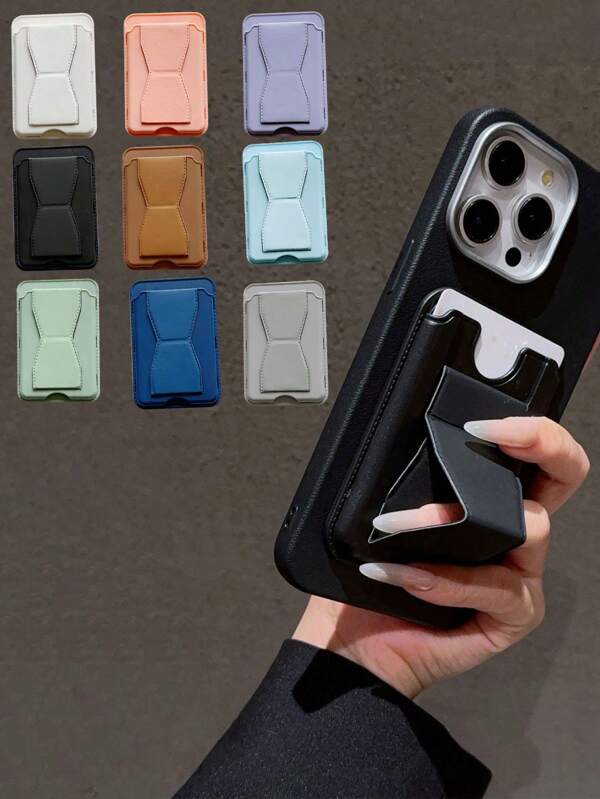 1pc Foldable Phone Holder & Card Wallet - Universal Fit Phone Holder With Card Slots To Store Bank/ID/Access Cards, Also Functions As A Stable Desktop Phone Stand For Watching Videos, Video Calls, Etc.