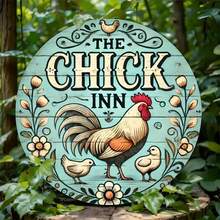 1pc "Chicken Inn" Vintage Iron Wall Art Sign - Flat Printed, Waterproof & Fade Resistant, Suitable For Living Room, Bedroom, Kitchen, Office Decor, 7.8x7.8 Inches, Random Hole Position - Multicolor - View 5