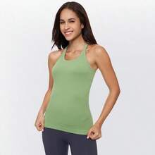 Yoga Racerback Tank Top For Women With Built In Bra,Women's Padded Sports Bra Fitness Workout Running Shirts - 阿斯彭綠色 - 查看 6
