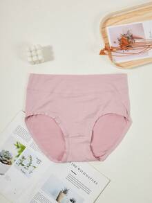 5条装加大码女式纯色圆点印花松紧腰三角内裤