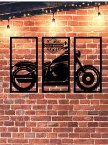 Quadro decorativo Vazado Preto MDF Quadros Placas decorativas - Harley , Motos, Motocicletas Enfeite