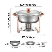 Chafing Dish Buffet Set, 5 Qt 4 Pack, Stainless Steel Chafer With 4 Full Size Pans, Round Catering Warmer Server With Lid Water Pan Folding Stand Clip, For Weddings Parties Banquets, Rose Gold - Stainless Steel Rose Gold - View 9