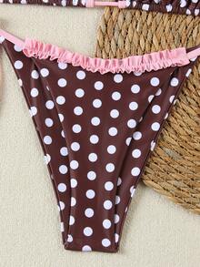 Sexy Polka Dot Print Women's Beach Bikini Swimsuit - Multicolor - View 6