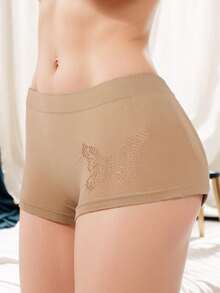 3Pzs/6pzs Shorts Interiores de Mujer,Calzoncillos Bóxer de dama Microfibra Gruesa Resalta Pompi,Diseño de Mariposa con Calado,Cómodos Y Transpirables Para Mujer - Caqui+Azul+Negro - Ver 5