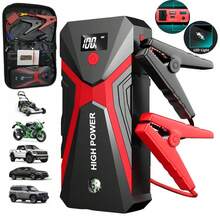 12V 3000A Intelligent Car Battery Charger 8.0Gas/6.0 Disel Car Motorcycle Battery Charging Unit Emergency Vehicle 21800mAh Power Battery Repair Jump Starter 18W Quick Charge Led Flight - Red - View 1