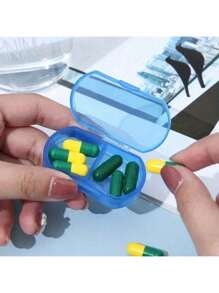 Mini Portapillole in plastica a 2 scomparti - Trasparente/Blu, contenitore di stoccaggio portatile con coperchio a scatto - Impermeabile e a prova di umidità