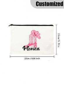 Custom Cowgirl Name Makeup Bag - Bachelorette Party Favor, Lightweight & Durable Polyester Cosmetic Pouch With Zipper For Travel & Storage