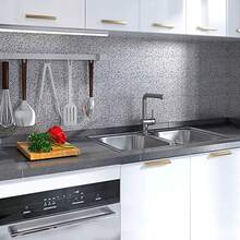 【加厚自粘铝箔贴纸】3/5米，银色金属贴纸，不锈钢膜拉丝银镜纸，防水防油阻燃加厚自粘铝箔纸，厨房炉灶铝箔自粘墙贴