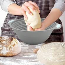 2 件装硅胶面包发酵篮，可折叠耐高温大容量面团发酵碗，家用烤箱烘焙面包醒发碗，面包烘焙模具，厨房用品 - 灰色 - 查看 6