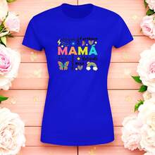 Fashionable Women's T-Shirt 2026, With Love Quotes, Casual And Emotional Clothing For Mother's Day Gift - 藍色 - 查看 3