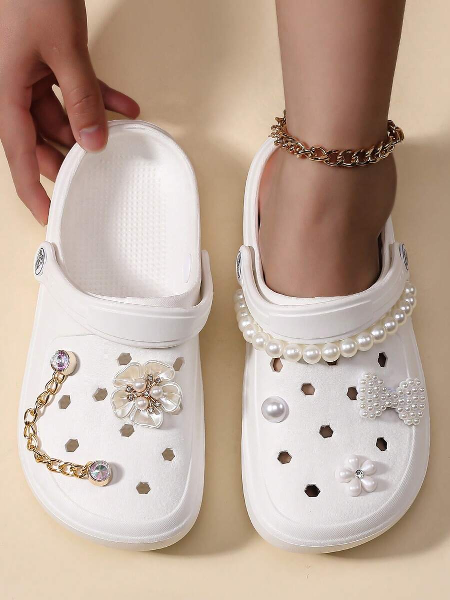 HOEASE 独家时尚轻便木屐，EVA 软底防滑透气舒适休闲花园鞋和沙滩鞋，个性化定制饰物，适合居家和外出，适合所有季节