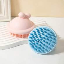 1pc Adorable Mini Hat-Shaped Silicone Shampoo Brush With Soft Massage Nodes - Skin-Friendly Hair Washing Comb Suitable For All Hair Types - Multicolor - View 1