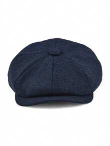 Retro Newsboy Caps Men Octagonal Hats British Painters Hats Spring Autumn Berets Herringbone Flat Caps Hip Hop Berets - Navy Blue - View 2