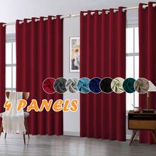 4pcs Indoor Blackout, Sunscreen, Grommet Curtains, Privacy Curtains, Used In Bedrooms, Living Rooms, Home Decoration