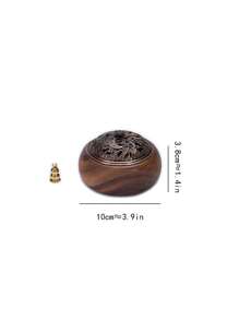 1pc Luxury Vintage Tea Art Zen Style Round Cloud Wood Incense Burner, Walnut Wood Zen Incense Holder With Tray, Suitable For Home Use Or As Gift