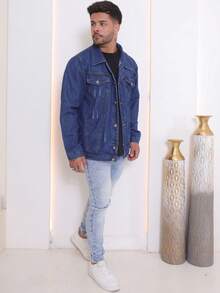 Men's Denim Jacket Men's Denim Jacket With Pockets - Dark Wash - View 6