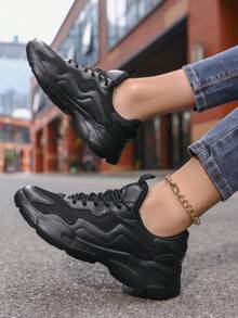 Damen Sommer Neue atmungsaktive Mesh Lässig Sportschuhe, modische Outdoor Lässig Walking Plateau rutschfeste langanhaltend Laufschuhe, klassische vielseitige weiße Damenschuhe, geeignet für Urlaub, Lässig und Reisen - Schwarz - Übersicht 6