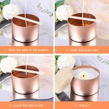 Conjunto de 6 latas de vela douradas champanhe com tampas para fabricação de velas - Pacote Combo de Recipiente de Ferro de 4oz e 8oz